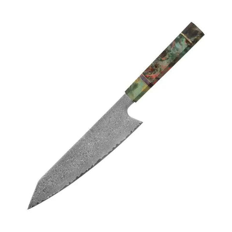 "8'' VG10 Damascus Chef Knife – 67 Layers, Colored Wood Handle