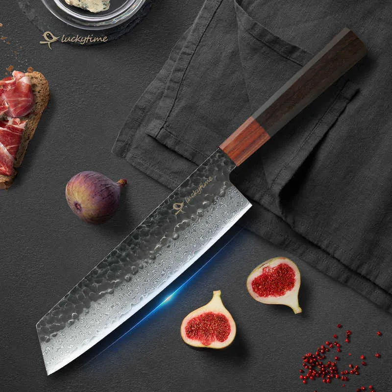 Kitchen Damascus cutting knife Hand forged steel knife Q240422 -Ben Knives™