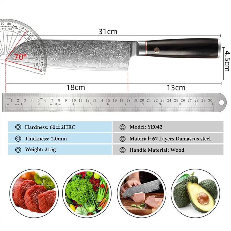 Santoku Damascus Stainless Steel Japanese Kitchen Knives Cooking Tools - Ben Knives™