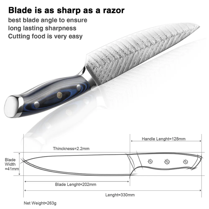 XITUO High-Quality 8quotinch Damascus Chef Knife AUS10 Stainless Steel Kitchen Knife Japanese -Ben Knives™