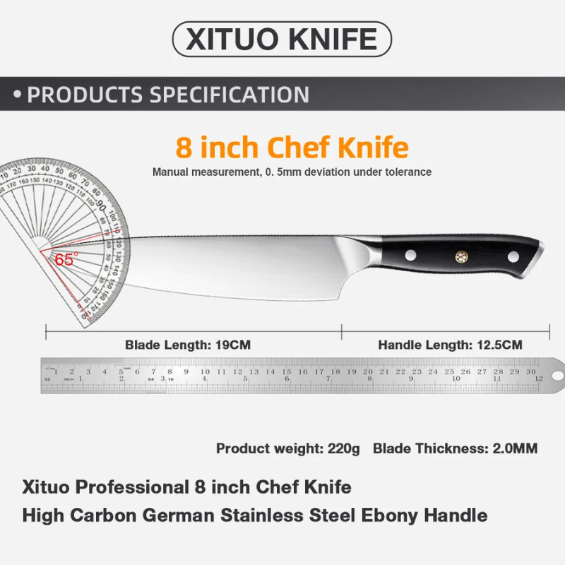 Kitchen Chef Knife 8" German Stainless Steel - Ben Knives™